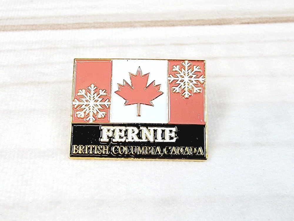 Vintage Fernie British Columbia, Canada Snowflake & Maple Leaf Lapel Pin